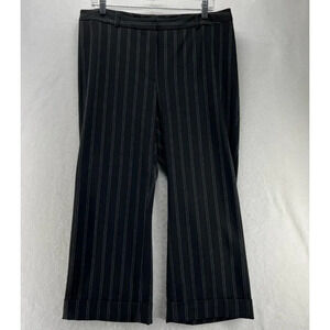 INC International Concepts Womens Pants Sz 12P Cropped Pinstriped Cuffed Black